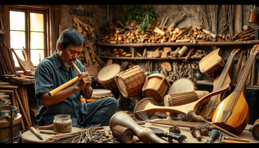 construção de instrumentos com materiais locais