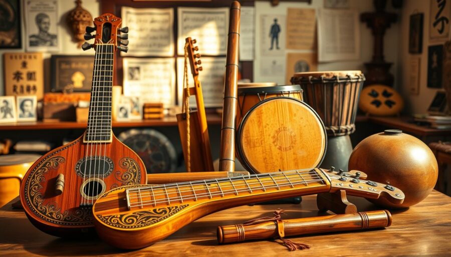 Instrumentos musicais raros de diferentes partes do mundo